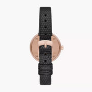 Emporio Armani Gianni T-Bar White Dial Black Leather Strap Watch for Women - AR11270