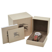 Burberry Utilitarian Chronograph White Dial Tri Tone Leather Strap Watch for Women - BU7820