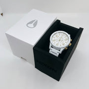 Nixon 51-30 Chronograph White Dial White Steel Strap Watch for Men - A083-1035