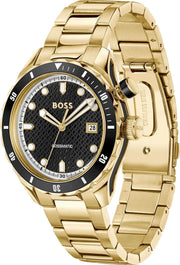 Hugo Boss Bossmatic Automatic Black Dial Gold Steel Strap Watch for Men - 1514180