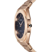 D1 Milano Ultra Thin Black Dial Gold Steel Strap Watch for Men  - D1-UTBJ16