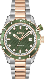 Hugo Boss Bossmatic Automatic Green Dial Two Tone Steel Strap Watch for Men - 1514181