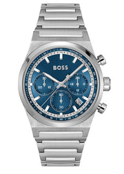 Hugo Boss Candor Chronograph Blue Dial Silver Steel Strap Watch for Men - 1514250
