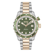 Hugo Boss Bossmatic Automatic Green Dial Two Tone Steel Strap Watch for Men - 1514181