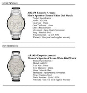 Emporio Armani Renato Chronograph White Dial Silver Steel Strap Watch for Women  - AR2459