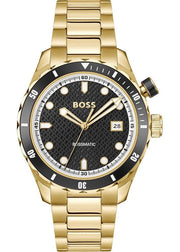 Hugo Boss Bossmatic Automatic Black Dial Gold Steel Strap Watch for Men - 1514180