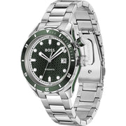 Hugo Boss Bossmatic Automatic Green Dial Silver Steel Strap Watch for Men - 1514178