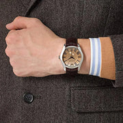 Emporio Armani Classic Beige Dial Brown Leather Strap Watch for Men - AR0645