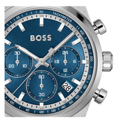 Hugo Boss Candor Chronograph Blue Dial Silver Steel Strap Watch for Men - 1514250