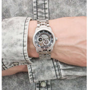 Bulova BVA Dual Aperture Black Dial Silver Steel Strap Watch for Men - 96A119