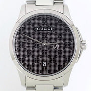 Gucci G Timeless Black Dial Silver Steel Strap Watch For Men - YA126460