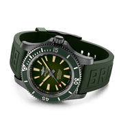 Breitling Superocean Automatic 46 Green Dial Green Rubber Strap Watch for Men - M173681A1L1S1