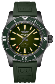 Breitling Superocean Automatic 46 Green Dial Green Rubber Strap Watch for Men - M173681A1L1S1