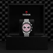 Tudor Black Bay Chrono Pink Dial Silver Steel Strap Watch for Men - M79360N-0019