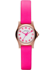 Marc Jacobs Henry White Dial Pink Leather Strap Watch for Women - MBM1237