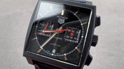 Tag Heuer Monaco Automatic Chronograph Black Dial Black Leather Strap Watch for Men - CBL2180.FC6497