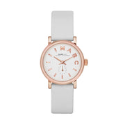 Marc Jacobs Baker White Dial White Leather Strap Watch for Women - MBM1284