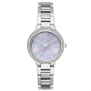 Michael Kors Taryn Mother of Pearl Purple Dial Silver Steel Strap Watch For Women - MK6562