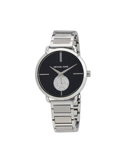 Michael Kors Portia Black Dial Silver Steel Strap Watch for Women - MK3638