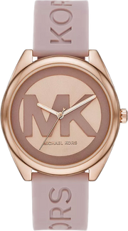 Michael Kors Janelle Three Hand Rose Gold Dial Pink Rubber Strap Watch For Women - MK7139