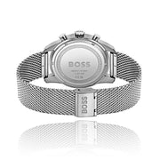 Hugo Boss Skymaster Chronograph Green Dial Silver Mesh Bracelet Watch for Men - 1513938