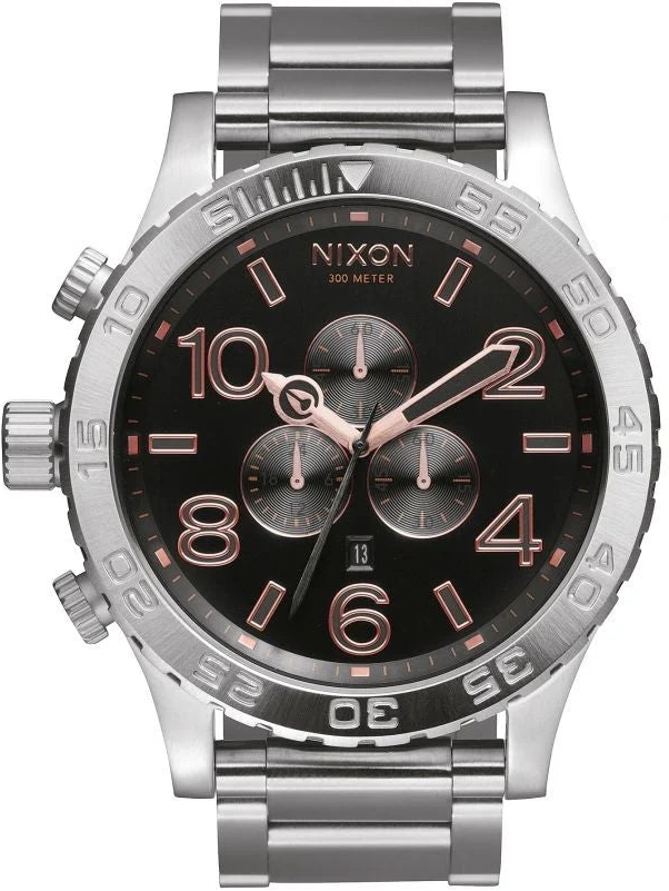 Nixon 51-30 Chrono Grey Dial Silver Steel Strap Watch for Men - A083-2064