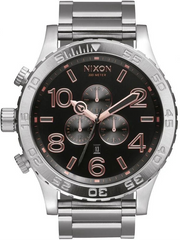 Nixon 51-30 Chrono Grey Dial Silver Steel Strap Watch for Men - A083-2064