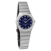 Omega Constellation Manhattan Quartz Diamonds Blue Dial Silver Steel Strap Watch for Women - 131.15.25.60.53.001