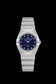 Omega Constellation Manhattan Quartz Diamonds Blue Dial Silver Steel Strap Watch for Women - 131.10.25.60.53.001