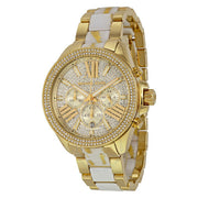 Michael Kors Wren Chronograph Diamonds Gold Dial Two Tone Steel Strap Watch for Women - MK6157