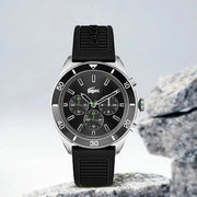 Lacoste Tiebreaker Chronograph Black Dial Black Silicone Strap Watch for Men - 2011152