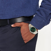 D1 Milano Ultra Thin Green Dial Silver Steel Strap Watch for Men - D1-UTBJ37