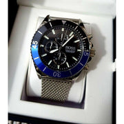 Hugo Boss Ocean Edition Chronograph Black Dial Silver Mesh Strap Watch for Men - 1513742