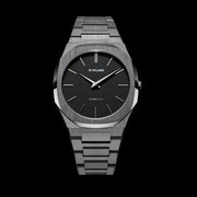 D1 Milano Ultra Thin Re-Gun Black Dial Gray Steel Strap Watch for Men - D1-UTBJ41