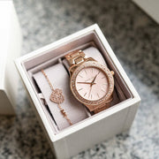 Michael Kors Lilane Quartz Rose Gold Dial Rose Gold Steel Strap Watch For Women - MK1068
