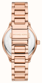 Michael Kors Sage Three-Hand Mother of Pearl White Dial Rose Gold Steel Strap Watch for Women - MK4806