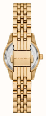 Michael Kors Lexington Three Hand Blue Dial Gold Steel Strap Watch for Women - MK4813