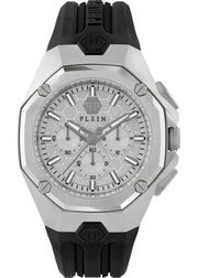 Philipp Plein Octagon Silver Dial Black Silicone Strap Watch for Men  - PWTBA0123