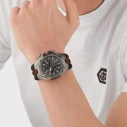 Philipp Plein Hyper Sport Chronograph Black Dial Two Tone Silicone Strap Watch for Men - PWTBA0523