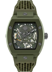 Philipp Plein The Skeleton Green Dial Green Silicone Strap Watch for Men- PWVBA0223