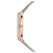 Swarovski Crystal Frost Silver Dial White Leather Strap Watch for Women - 5484070
