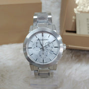 Burberry The City Chronograph Silver Dial Silver Steel Strap Watch for Men - BU9350