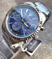 Maserati Competizione Chronograph Blue Dial Silver Steel Strap Watch For Men - R8853100013