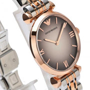 Emporio Armani Gianni T Bar Grey Dial Two Tone Steel Strap Watch For Women - AR1725