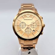 Emporio Armani Classic Chronograph Rose Gold Dial Rose Gold Steel Strap Watch For Men - AR2452