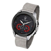 Maserati Traguardo Black Dial Silver Mesh Bracelet Watch For Men - R8873612005