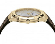 Salvatore Ferragamo F-80 Classic Silver Dial Brown Leather Strap Watch for Men - SFDT00419