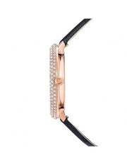 Swarovski Crystal Frost Black Dial Black Leather Strap Watch for Women - 5484058