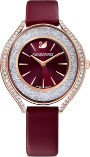 Swarovski Crystalline Aura Red Dial Red Leather Strap Watch for Women - 5558637