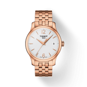 Tissot T Classic Tradition Lady White Dial Rose Gold Steel Strap Watch for Women - T063.210.33.037.00